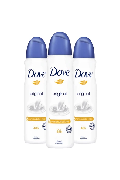Dove Kadın Sprey Deodorant Original 1/4 Nemlendirici Krem Etkili 150 ml X3 Adet - 2