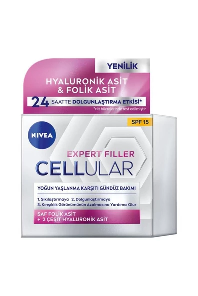 NIVEA Cellular Expert Filler Yoğun Yaşlanma Karşıtı Gündüz Bakım Yüz Kremi 50ml, Spf15, Hyaluronik Asit - 2