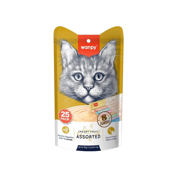 Wanpy Karışık 8 Lezzetli Krema Kedi Ödülü 25X14 gr