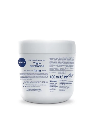 NIVEA El Ve Vücut Bakım Kremi Pürüzsüzleştirici 400ml, 48 Saat Nemlendirici Serum, Shea Yağı, Kuru Ciltler - 6