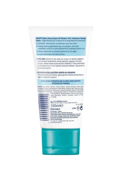 NIVEA 3in1 Sivilce Karşıtı Beyaz Kil Maskesi 150ml, Temizleyici, Peeling, Maske, Gözenek Arındırıcı - 3