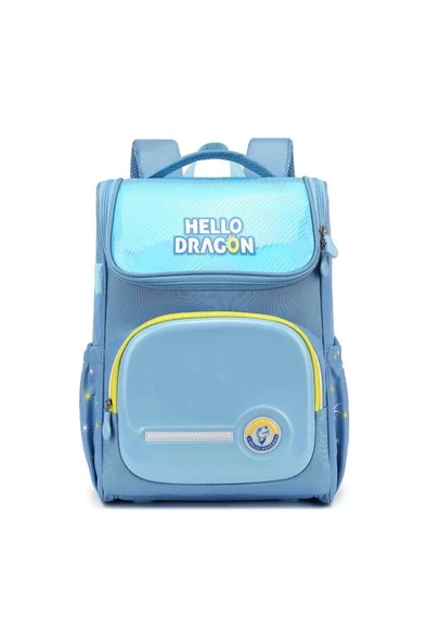 Hello Dragon Okul Çantası Omurga Koruyucu Açık Mavi