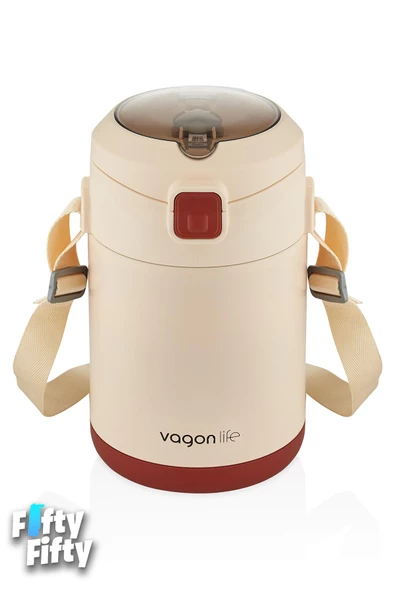 Vagonlife Çelik Yemek Termosu Isı Yalıtımlı 2 Kaseli 1.8LT Sızdırmaz Vakumlu Kap Taşıma Askılı -FF10081 - 3