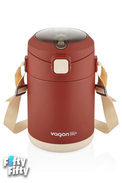 Vagonlife Çelik Yemek Termosu Isı Yalıtımlı 2 Kaseli 1.8LT Sızdırmaz Vakumlu Kap Taşıma Askılı -FF10081 - 9