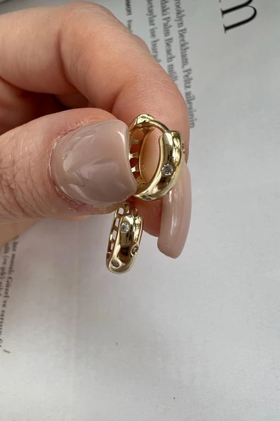 LİTTLE STONES. (14K ALTIN KAPLAMA KÜPE ) - 3
