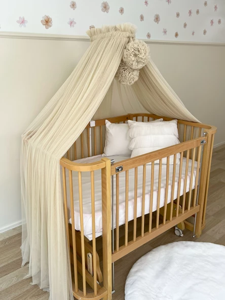 Pamuka Bebek Beşik Cibinlik Beige - 5