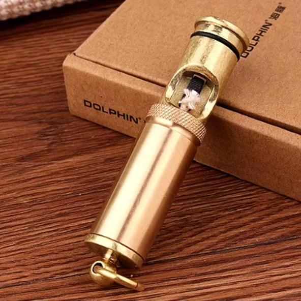 İsme Kişiye Özel DOLPHİN Benzinli Silindir Çakmak Altınsarısı - Resim 3