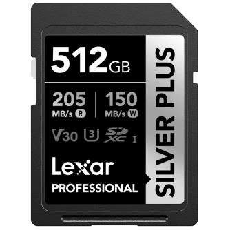 Lexar 512GB Silver Plus SD UhsI V30 U3 205MB/S Hafıza Kartı