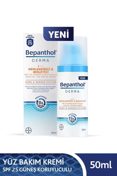 Bepanthol Derma Nemlendirici & Besleyici Spf25 Güneş Koruyuculu Günlük Yüz Bakım Kremi 50ml