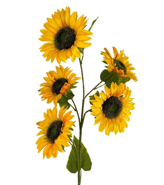 Yapay Çiçek Ayçiçeği Sarı Sunflower Dekoratif Çiçek 105cm Dev Ay Çiçeği 5 Kafalı