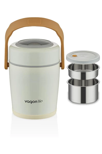 Vagonlife Çelik Yemek Termosu Isı Yalıtımlı 2 Kaseli 1.6LT Sızdırmaz Vakumlu Kap Taşıma Kulplu -FF10082 - 7