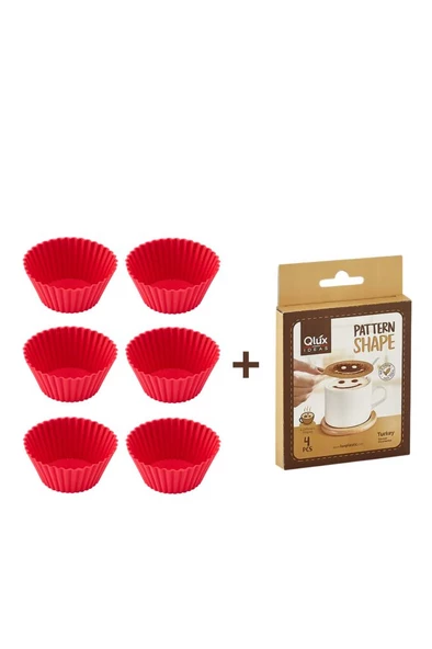 6lı Airfryer Silikon Kek Muffin Kalıbı ve Pasta Süsleme Şablonu, Kahve, Tatlı Şekillendirici Süsleme Aparatı İkili Set - 2