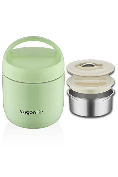 Vagonlife Çelik Yemek Termosu Isı Yalıtımlı Kaseli 1.2LT Sızdırmaz Vakumlu Kap Taşıma Kulplu -FF10104 - 2