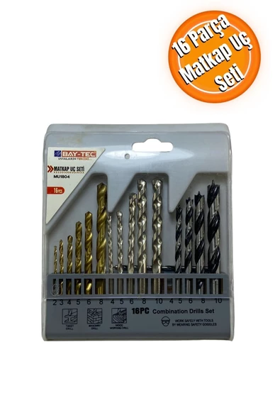 Bay-Tec 16 Parça Metal Ağaç Beton Duvar Delme Uçları Full Set Profesyonel Standlı