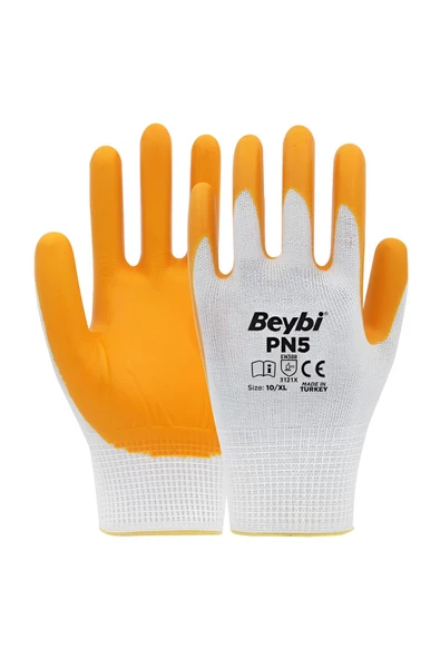 PN5 Nitril Eldiven Polyester Astarlı NO:10 XL Beden İş Eldiveni 12 Adet - 3