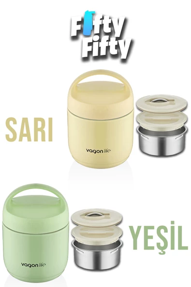 Vagonlife Çelik Yemek Termosu Isı Yalıtımlı Kaseli 1.2LT Sızdırmaz Vakumlu Kap Taşıma Kulplu -FF10104 - 5