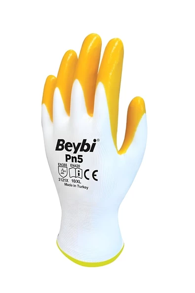 PN5 Nitril Eldiven Polyester Astarlı NO:10 XL Beden İş Eldiveni 12 Adet - 4