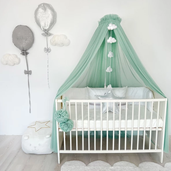 Pamuka Bebek Beşik Cibinlik Sage Green - 4