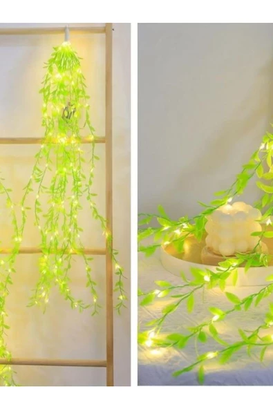 Dekoratif Yapay Söğüt Sarmaşık 3 Metre Led İle Sarkan Ağlayan Söğüt 1 Dal Yeşil Yapraklı Bitki 80 Cm - 5