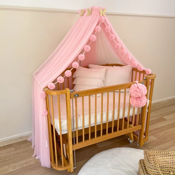 Pamuka Bebek Beşik Cibinlik Pink