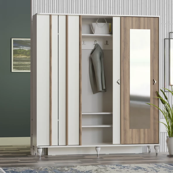 VİLZA SÜRGÜ KAPAKLI AYNALI PORTMANTO VESTİYER - 3