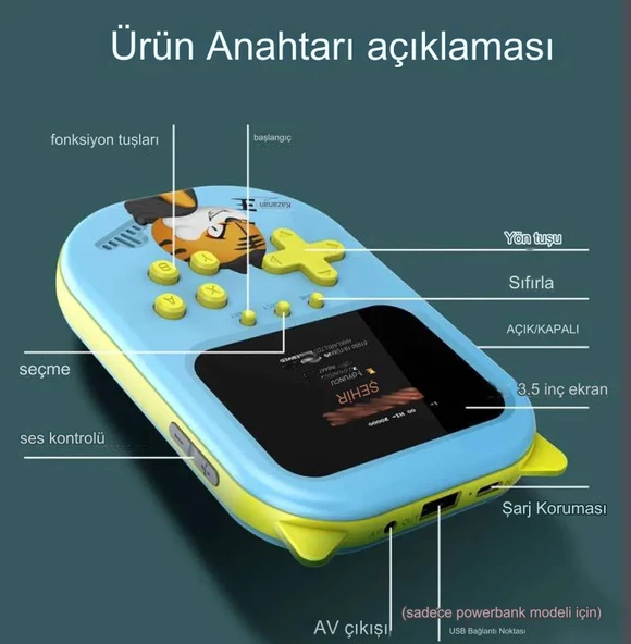 QASUL  Kedi Kulak Retro El Atarisi 500 Oyunlu Nostalji Oyun Konsolu Taşınabilir  Gameboy & Gamebox Oyun Konsolu - 4