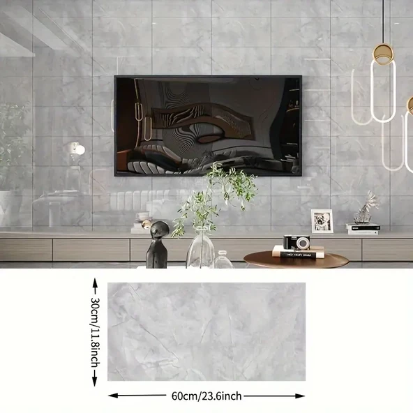 Gri Mermer Desenli Alüminyum Plastik Duvar Sticker - 3