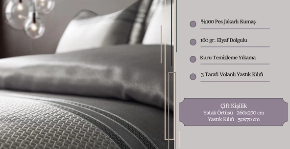 DOQU MATHİLDA YATAK ÖRTÜSÜ ÇİFT KİŞİLİK GÜMÜŞ - 12