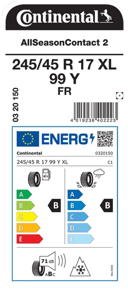 CONTİNENTAL 245/45R17 99Y XL FR ASC 2 DÖRT MEVSİM ÜRETİM YILI:2024 - 2