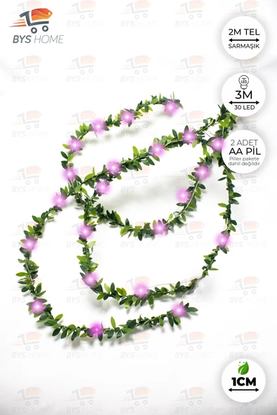Dekoratif 2 Metre Yapay Yapraklı Tel Şeritli Sarmaşık + 3 Metre Peri Led - 3