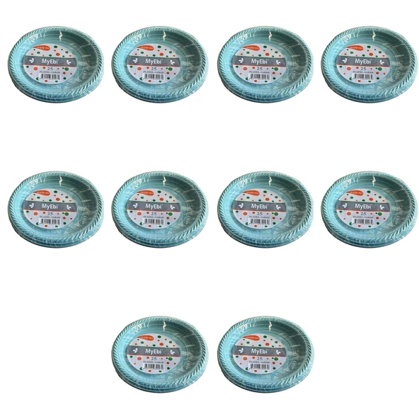 Roll-Up Kullan At Renkli Turkuaz Parti Davet Plastik Tabak - 22 Cm. - 25 Adetlik 10 Paket