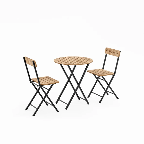 Eportatif Masa Sandalye Bahçe Bistro Takım Yuvarlak Çam 1481 - 4