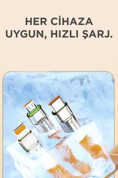 Torima 3in1 Type C- Lightning- Micro Usb Silikon 3.0A 1.5M Şarj ve Data Kablosu - 5