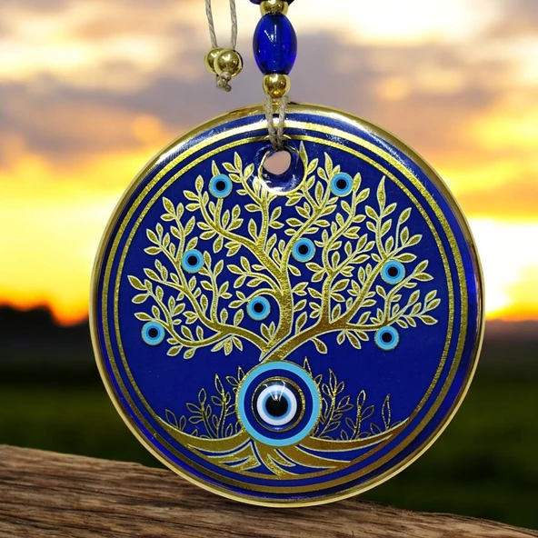 Hayat Ağacı Şekilli Yaldızlı Duvar Süsü Cam Hediyelik Dekor - Resim 3