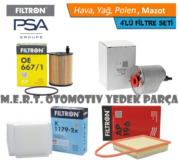Peugeot 208 1.4 HDi FİLTRON Filtre Bakım Seti 2012-2015