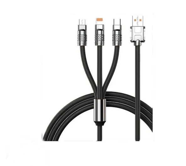 Torima 3in1 Type C- Lightning- Micro Usb Silikon 3.0A 1.5M Şarj ve Data Kablosu