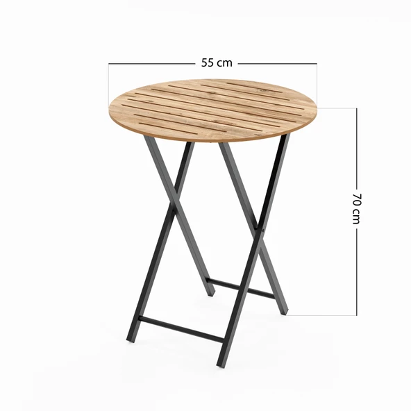 Eportatif Masa Sandalye Bahçe Bistro Takım Yuvarlak Çam 1481 - 8