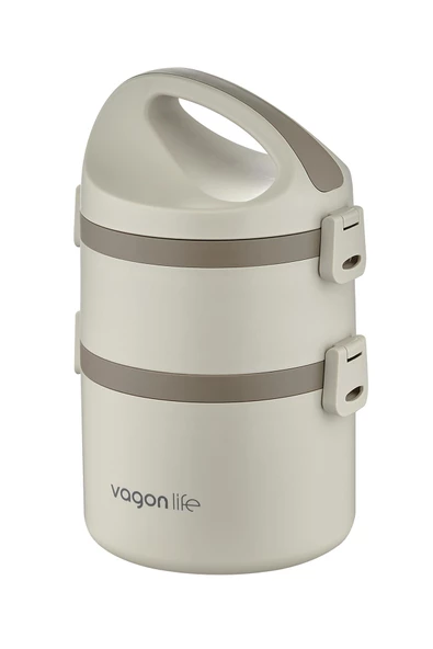 Vagonlife 1800 ML İki Kat Yuvarlak Paslanmaz Çelik Bento Lunch Box Yeni Nesil Sefer Tası-FFLBOX40130 - 2
