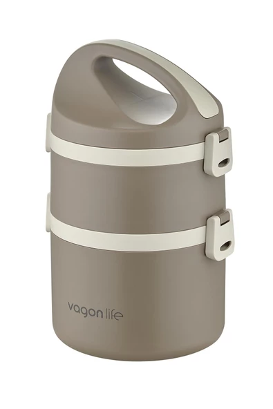 Vagonlife 1800 ML İki Kat Yuvarlak Paslanmaz Çelik Bento Lunch Box Yeni Nesil Sefer Tası-FFLBOX40130 - 6