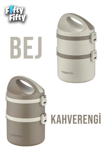 Vagonlife 1800 ML İki Kat Yuvarlak Paslanmaz Çelik Bento Lunch Box Yeni Nesil Sefer Tası-FFLBOX40130 - 9