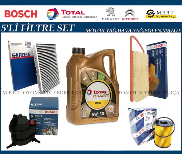 Citroen C3 1.4 Hdi Filtre Bakım Seti + Motor Yağı (2003-2009) ürün görseli