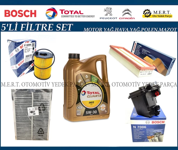 Peugeot 5008 1.6 Hdi Euro 4 Yağ Bakım Filtre Seti (2010-2012) ürün görseli