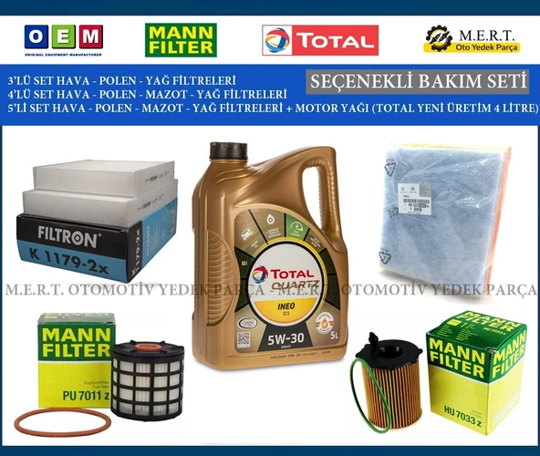 Citroen C4 Cactus 1.6 Bluehdi Euro 6 Filtre Bakım Seti Motor Yağı