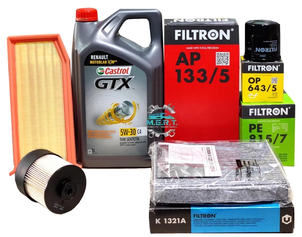 Symbol 1.5 Dci Filtre Bakım Seti + Castrol 5W30