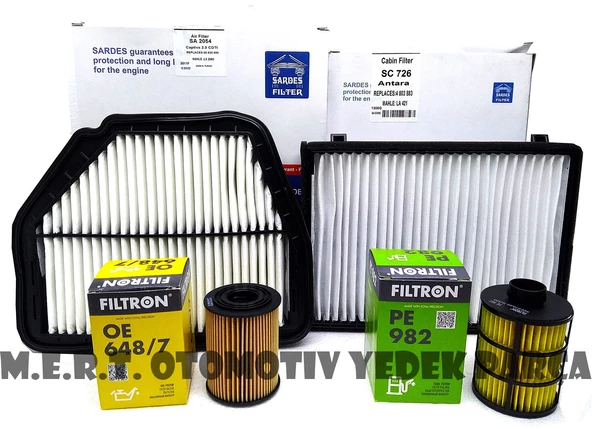 Chevrolet Captiva 2.0 Dizel 4'Lü Filtre Bakım Seti (2006-2011)