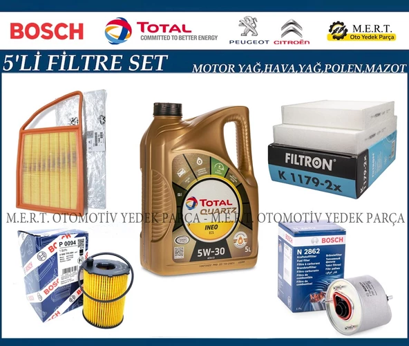 Peugeot 207 1.4 Hdi Dizel Yağ Bakım Filtre Seti (2011-2012) Euro5 ürün görseli 1
