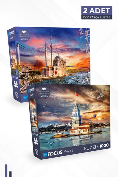 2 Adet 1000 Parça Puzzle - Kız Kulesi ve İstanbul Boğazı