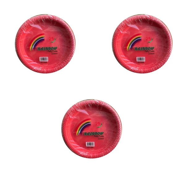 Roll-Up Kullan At Renkli Kırmızı Parti Davet Plastik Tabak - 22 Cm. - 25 Adetlik 3 Paket ürün görseli 1