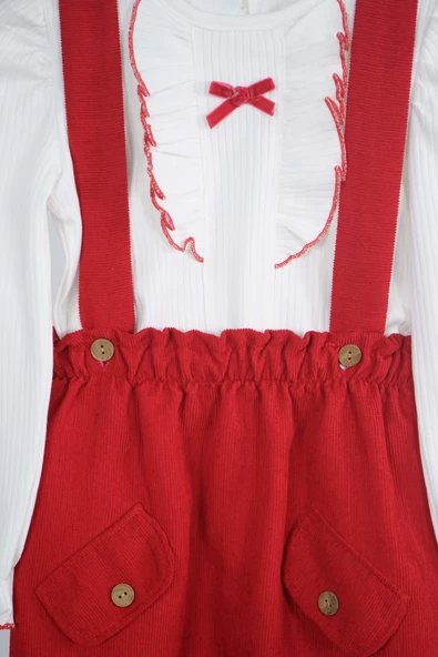 KIZ ÇOCUK BADİLİ CEP KAPAKLI 2Lİ SALOPET ELBİSE - Resim 4