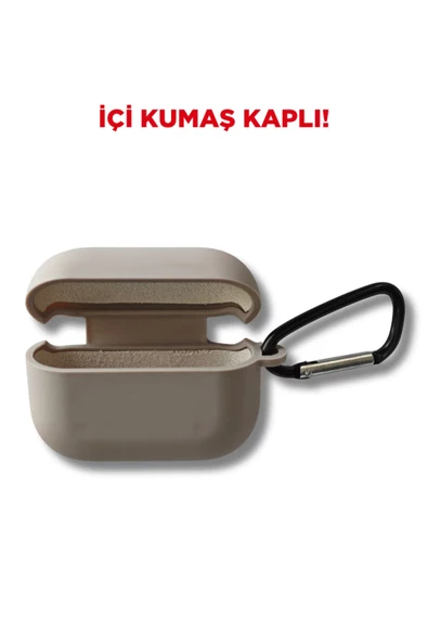 Premium Silikon Pro Ve Pro 2 Nesil Premium Koruyucu İçi Kumaş Kulaklık Kılıfı Krem - 2